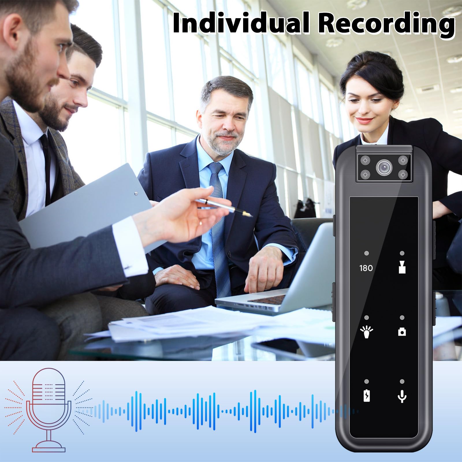 Body Cam Objectif Rotatif Caméra Espion 180° 64G avec Vidéo et Audio HD 1080P Mini Camera à Vision Nocturne Camera Portable Enregistrement Vidéo & Audio - pour Extérieur, Police, Vélo