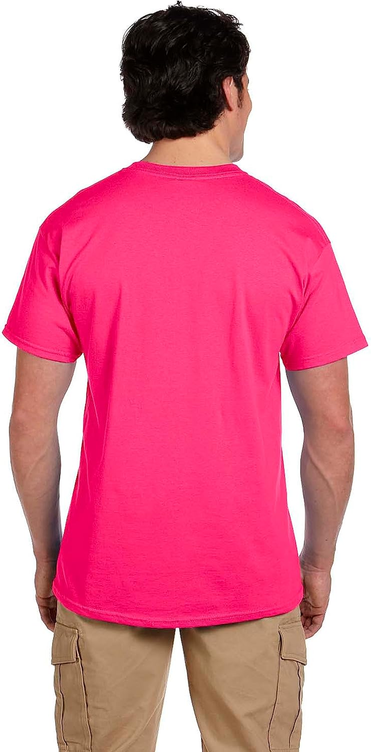 Fruit of the Loom Men's Crew Neck T-Shirt Multipack 2 Black / 2 Cyber Pink Small