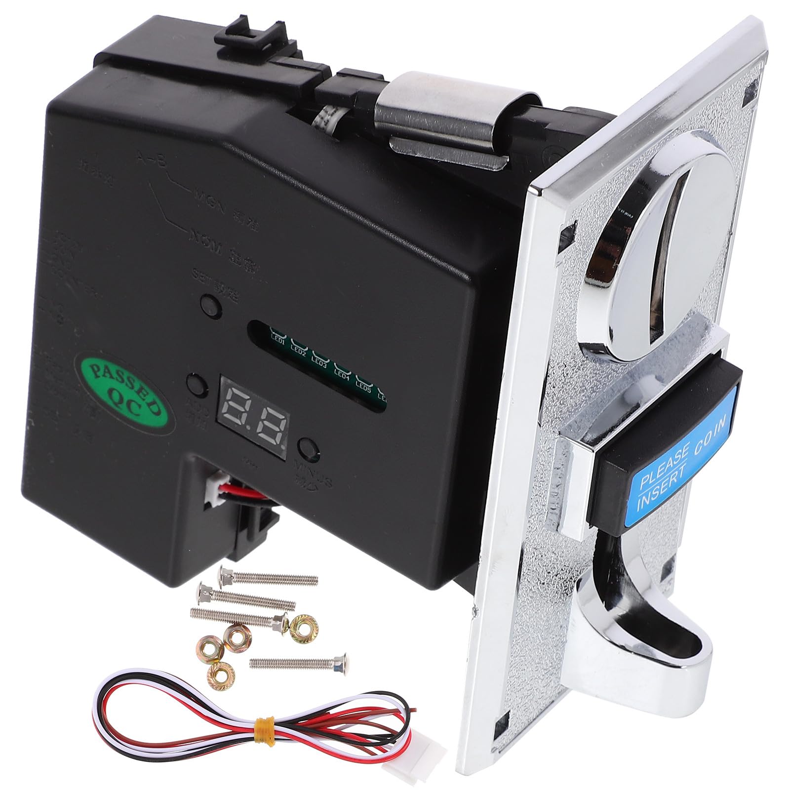 BESTYASH Selector Electrónico de Monedas Roll Down para Máquina Expendedora, Recambio Multimoneda Compatible Lavadoras, Aceptador de Monedas para Equipos Industriales, 1 Pieza