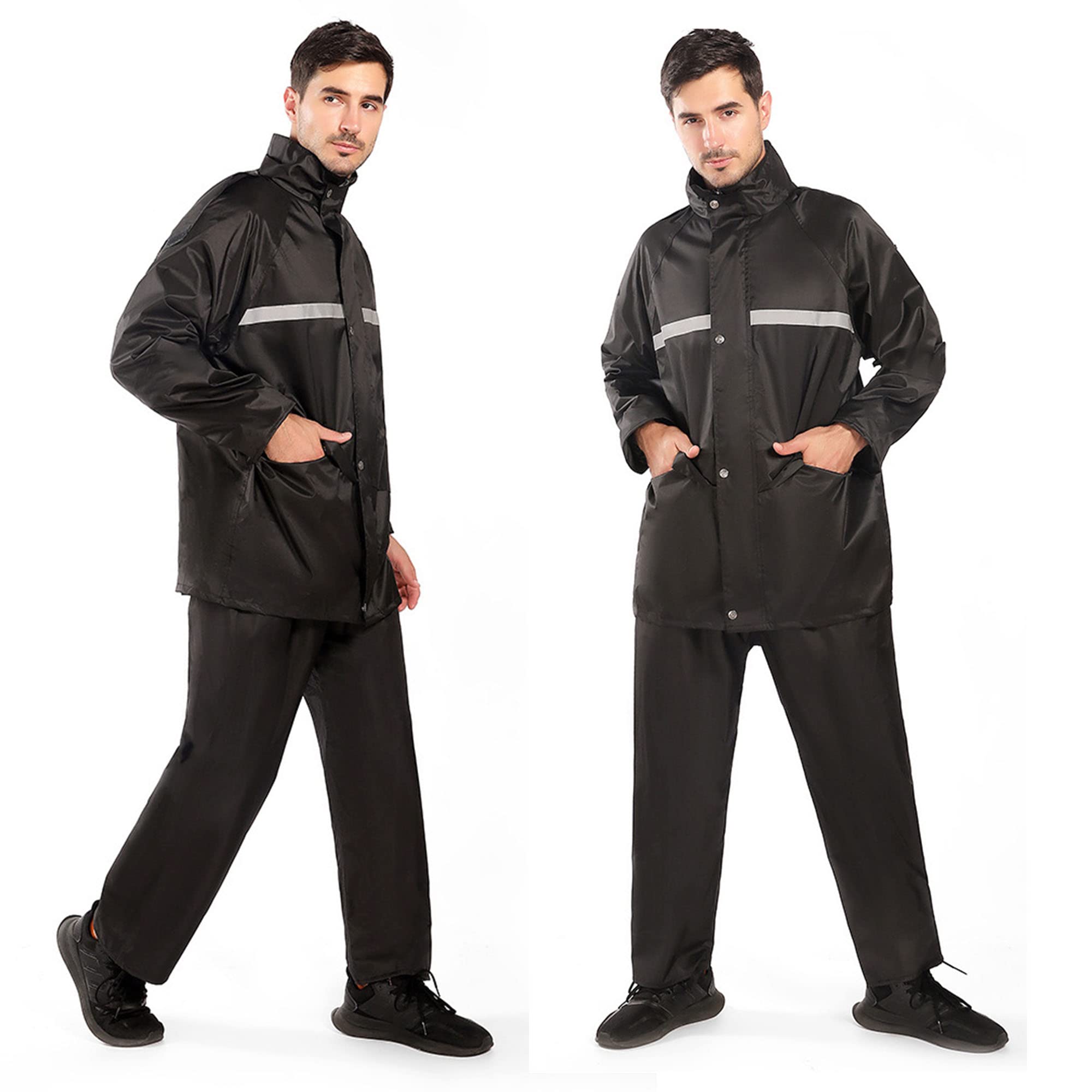 Traje de Lluvia Impermeable para Hombres y Mujeres, Equipo de Lluvia a Prueba de Viento Ropa de Trabajo (Chaqueta con Capucha & Pantalones) Conjuntos para Ciclismo Senderismo Camping Pesca