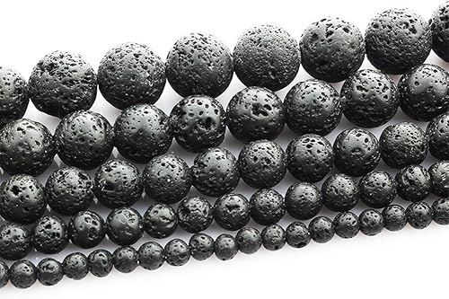 ILVBD - Cuentas de piedra volcán redondas naturales de color negro con piedra de lava 46810120551in al por mayor para bisutería de 150in 10mm