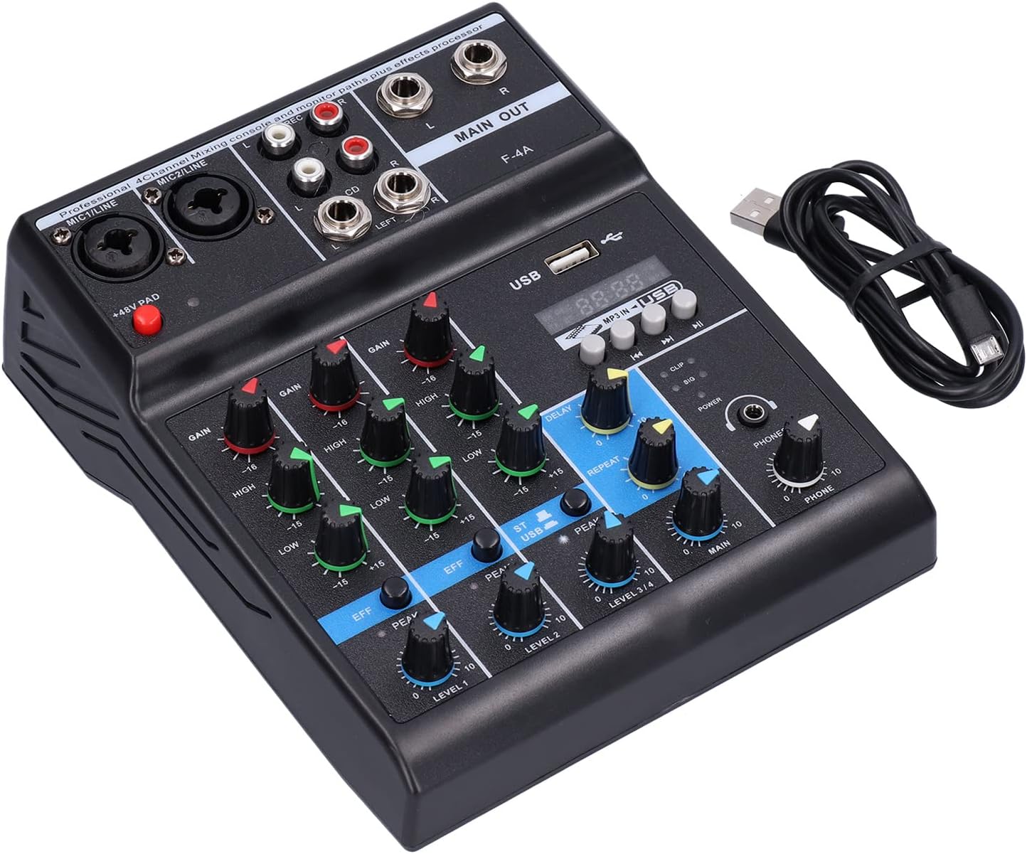 Amazon.co.jp Sixrun ライブミキサー、コンパクトミニオーディオミキサーKTVのステージ用ホームカラオケ用低ノイズ 楽器