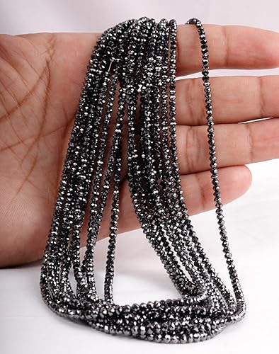 Cuentas de diamante negro certificadas de 0118in para la fabricación de joyas AAA Rondelle facetadas de 15 pulgadas