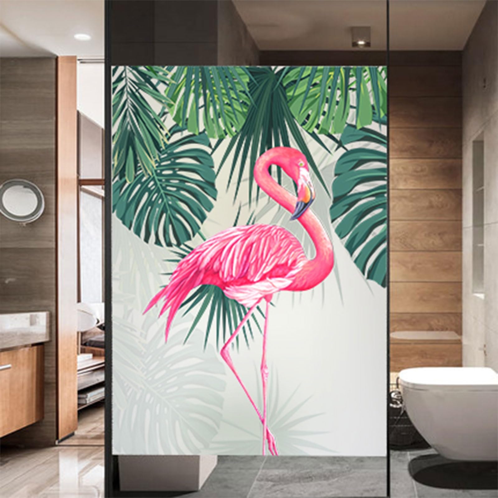 Window Privacy Film Frosted Decorative Film For Glass Windows Green Leaf Stickers For Privacy UV Protection Waterproof Reusable Easy Application Ideal For Home Office Use(Style 4,80x120cm)