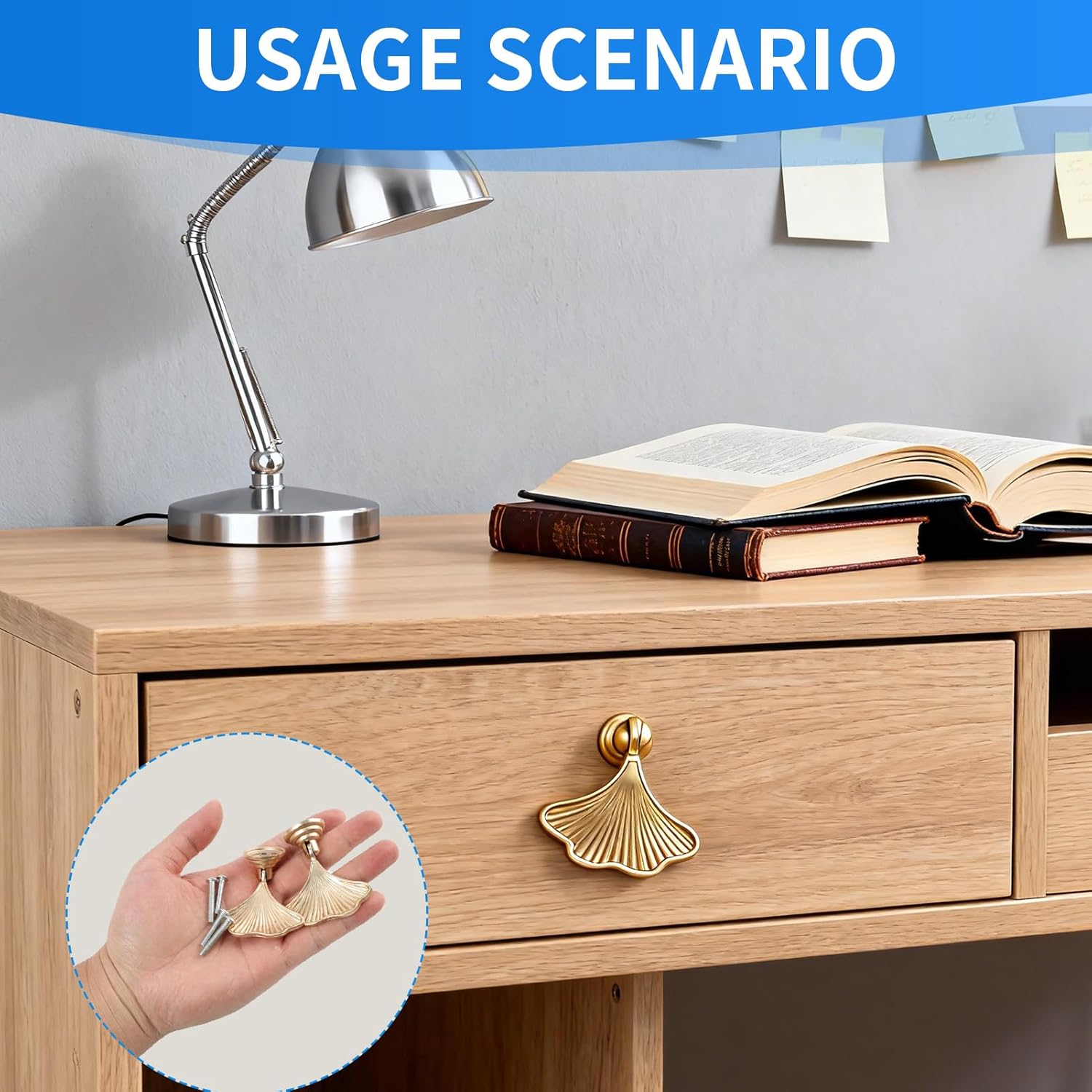 Gold Cabinet Knobs and Drawer Pulls, with Mounting Hardware Ginkgo Leaf Design Zinc Alloy Construction Grandmillennial Home, for Furniture Dresser Kitchen Bathroom Cabinets Decor(2 Pcs)