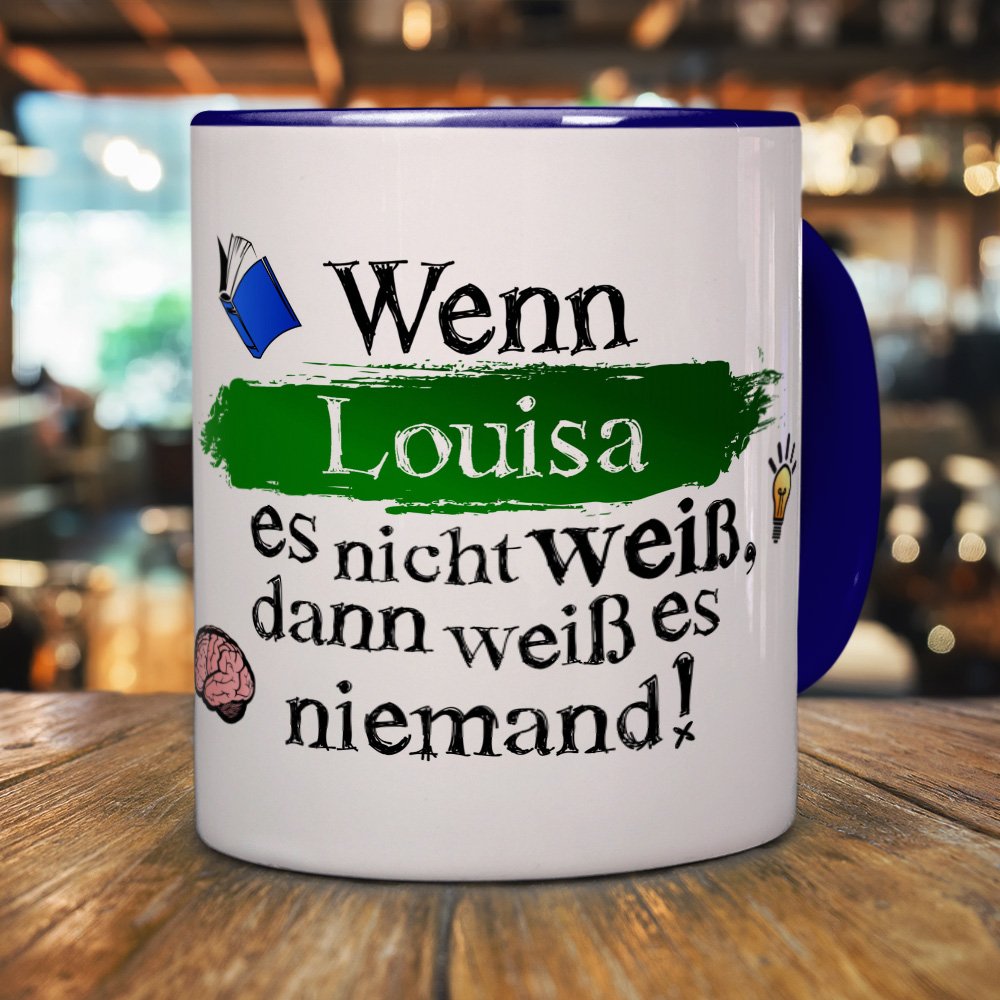 Printplanet Tasse Mit Namen Louisa – Rot, Chrom-Schriftzug, 325 Ml, Spülmaschinenfest