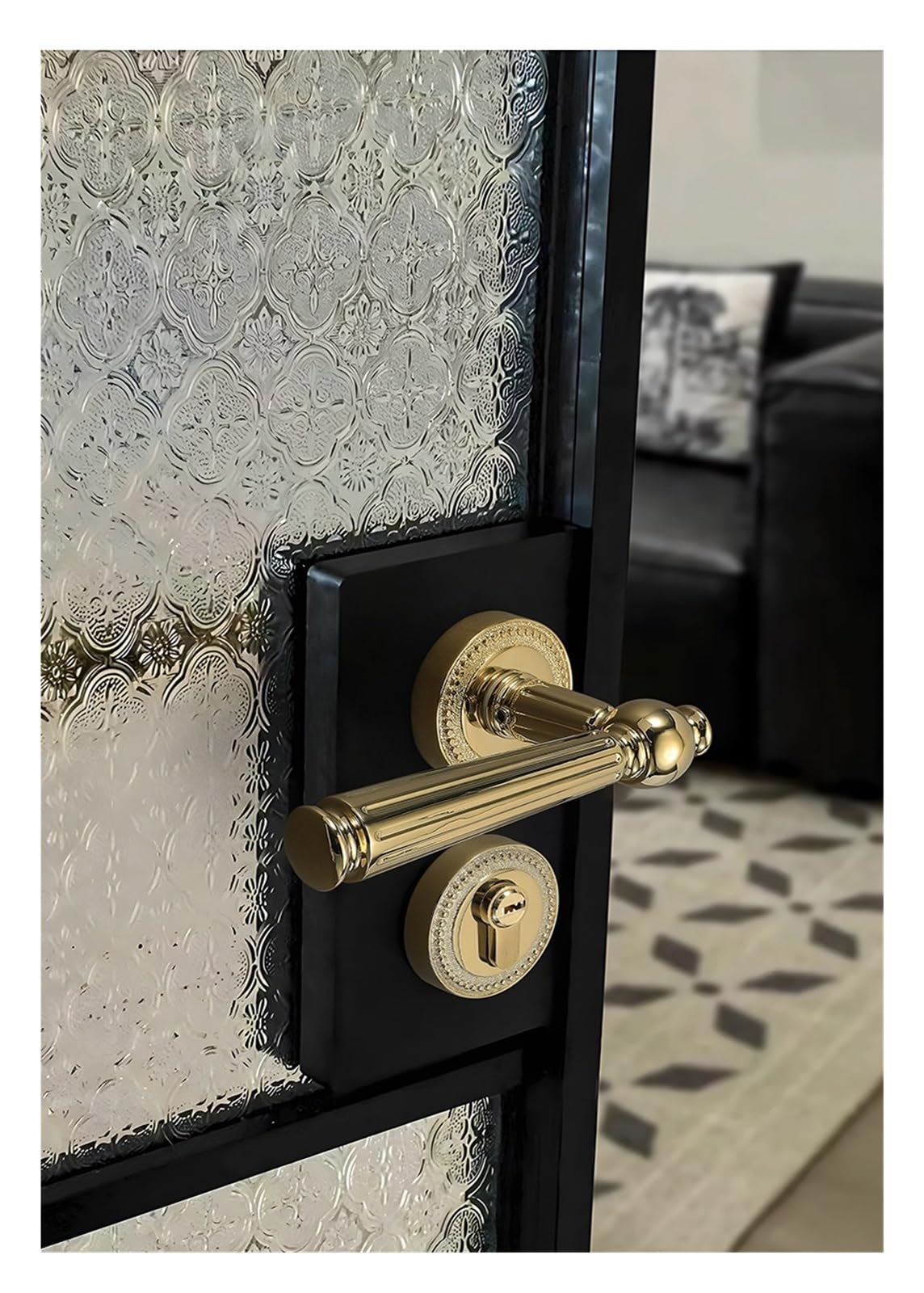 Poignée de porte en bois simple et moderne avec serrure magnétique or