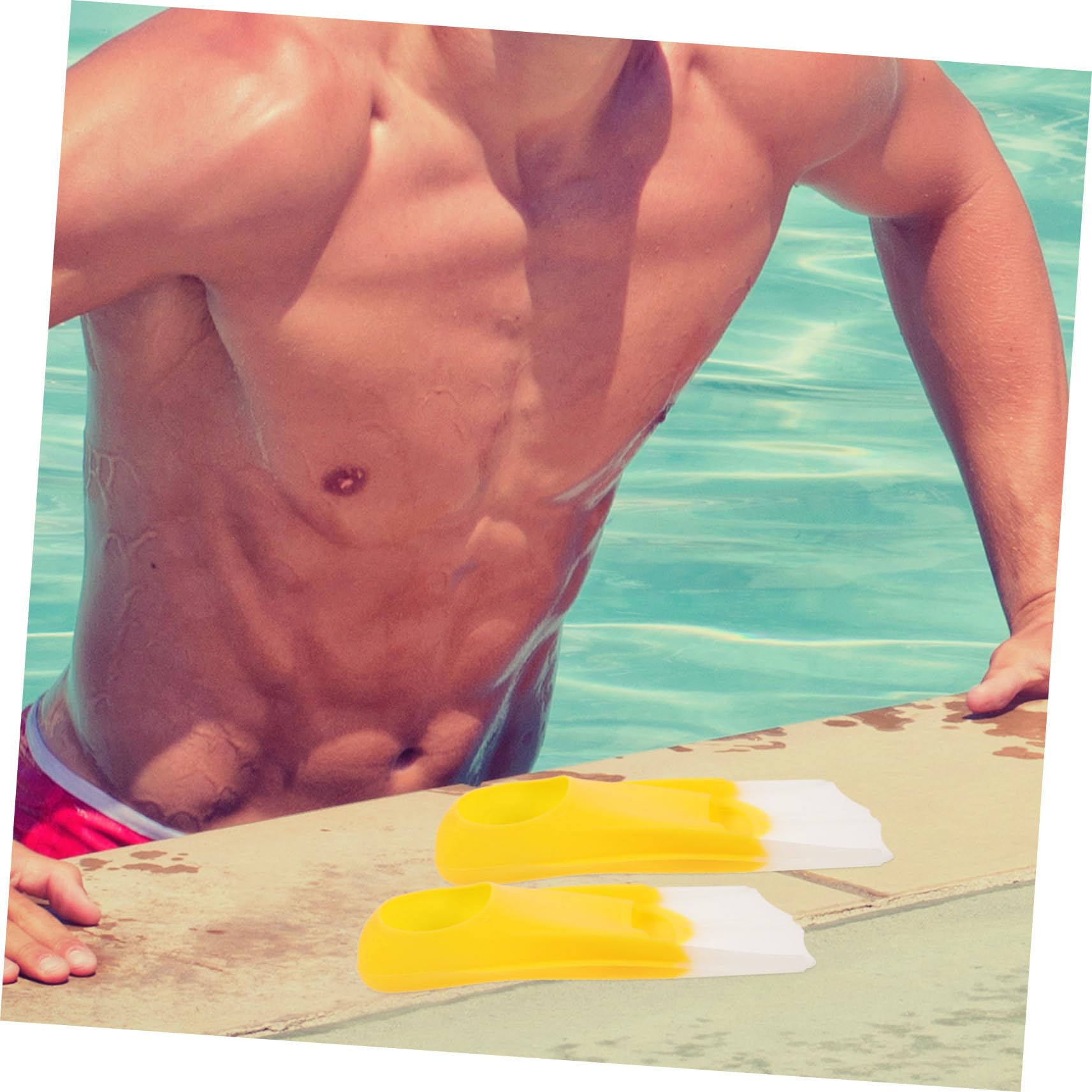Pinne da Immersione Corte in Silicone 2 Pezzi Giallo Bianco | Adulti, Uso Mare e Piscina, Leggere e Flessibili, Formato Pratico da Portare