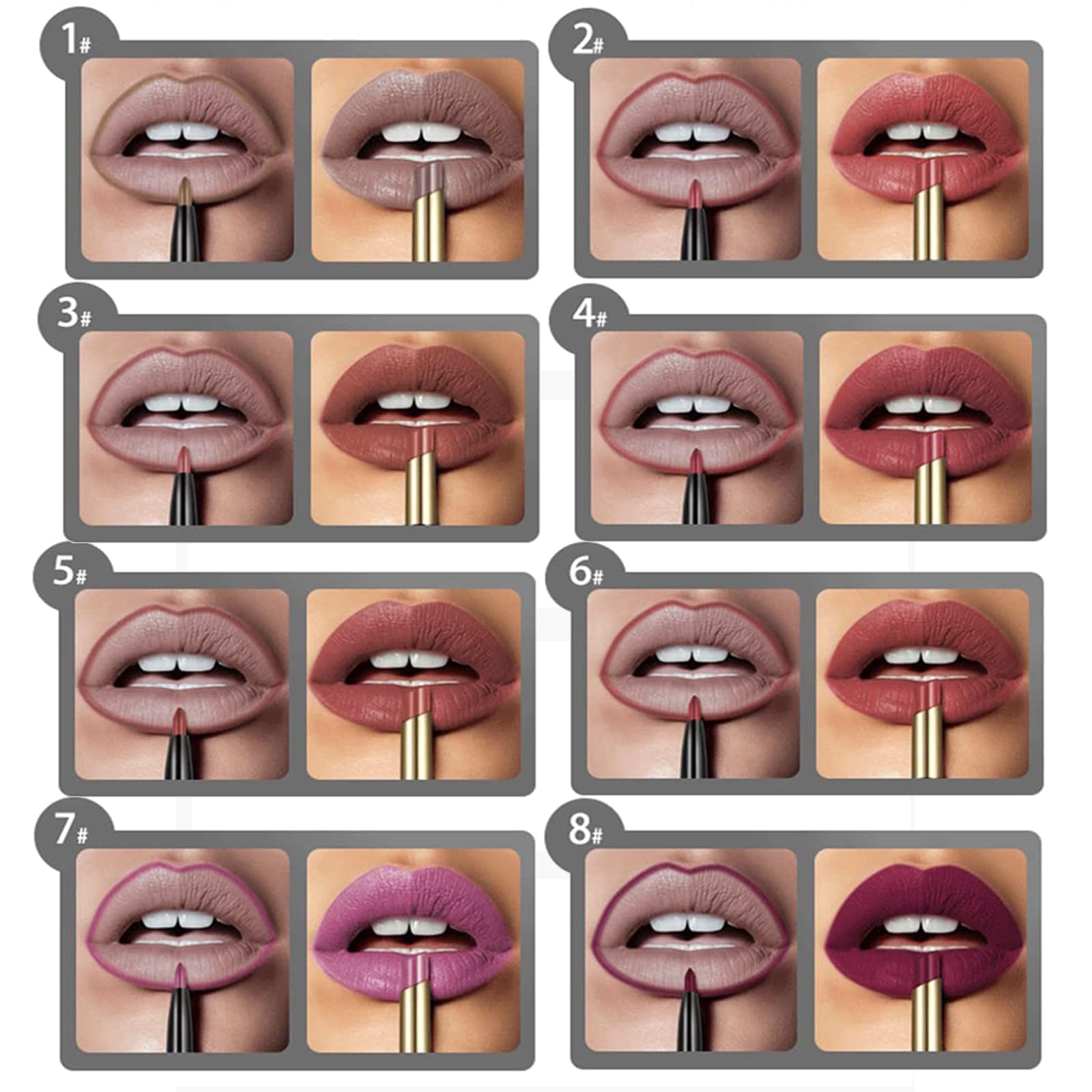 16 colori rossetto a lunga tenuta matita labbra combo, matita labbra e rossetto,set matita labbra e rossetto Dual Heads, rossetto a lunga tenuta matita labbra opaca impermeabile (16pcs / 1set)