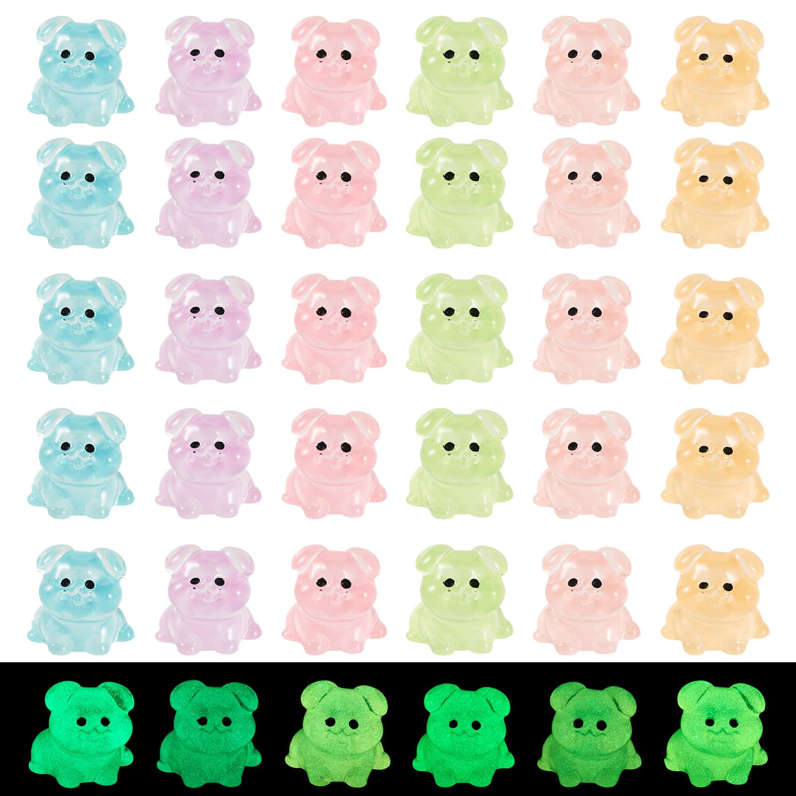 Boutigem 48Pcs Luminous Mini Resin Dogs Figures Glow in The Dark Puppy Figurines Glowing Animal Ornament to Hide and Seek for Landscape Dollhouse Garden Aquarium Decoration — image 1