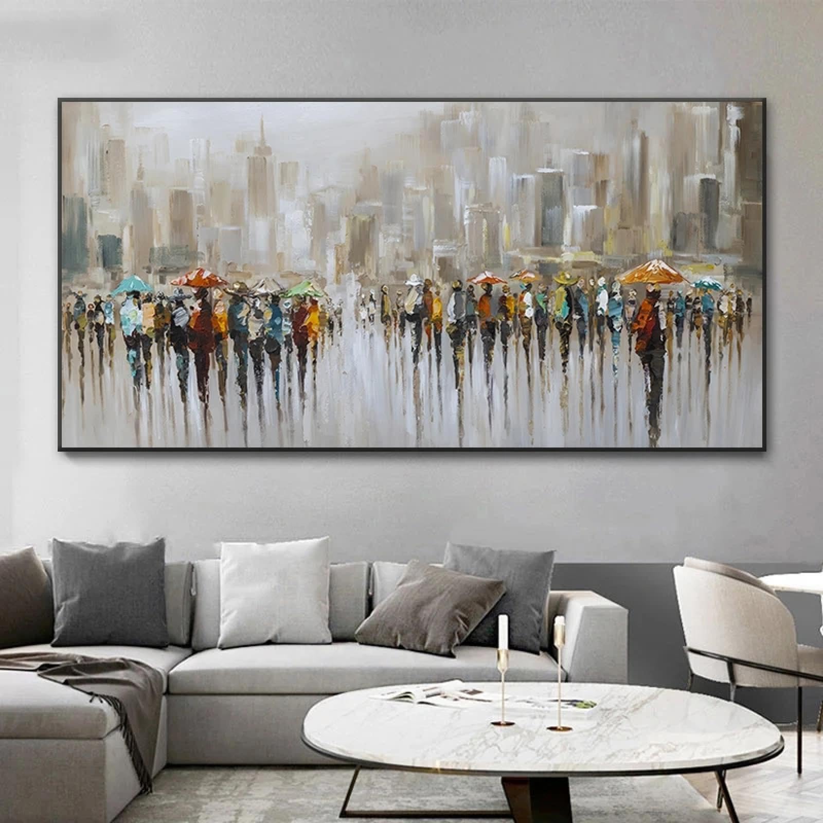 Impression photo peinture sur toile pour habiller un mur vide tableau de ville pluvieuse 30x60 - 8