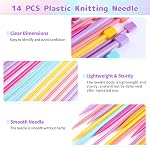 LIHAO 14PCS Plastic Knitting Needles Set Colourful Single Pointed Knitting Straight Pins DIY Craft Yarn for Beginner and Kids 4mm-10mm