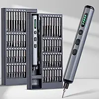 Conjunto de mini chaves de fenda elétrica – Chave de fenda elétrica 68 em 1 com pontas magnéticas – 64 pontas universais S2, 5 configurações de torque, 4 luzes LED – Kit de ferramentas para