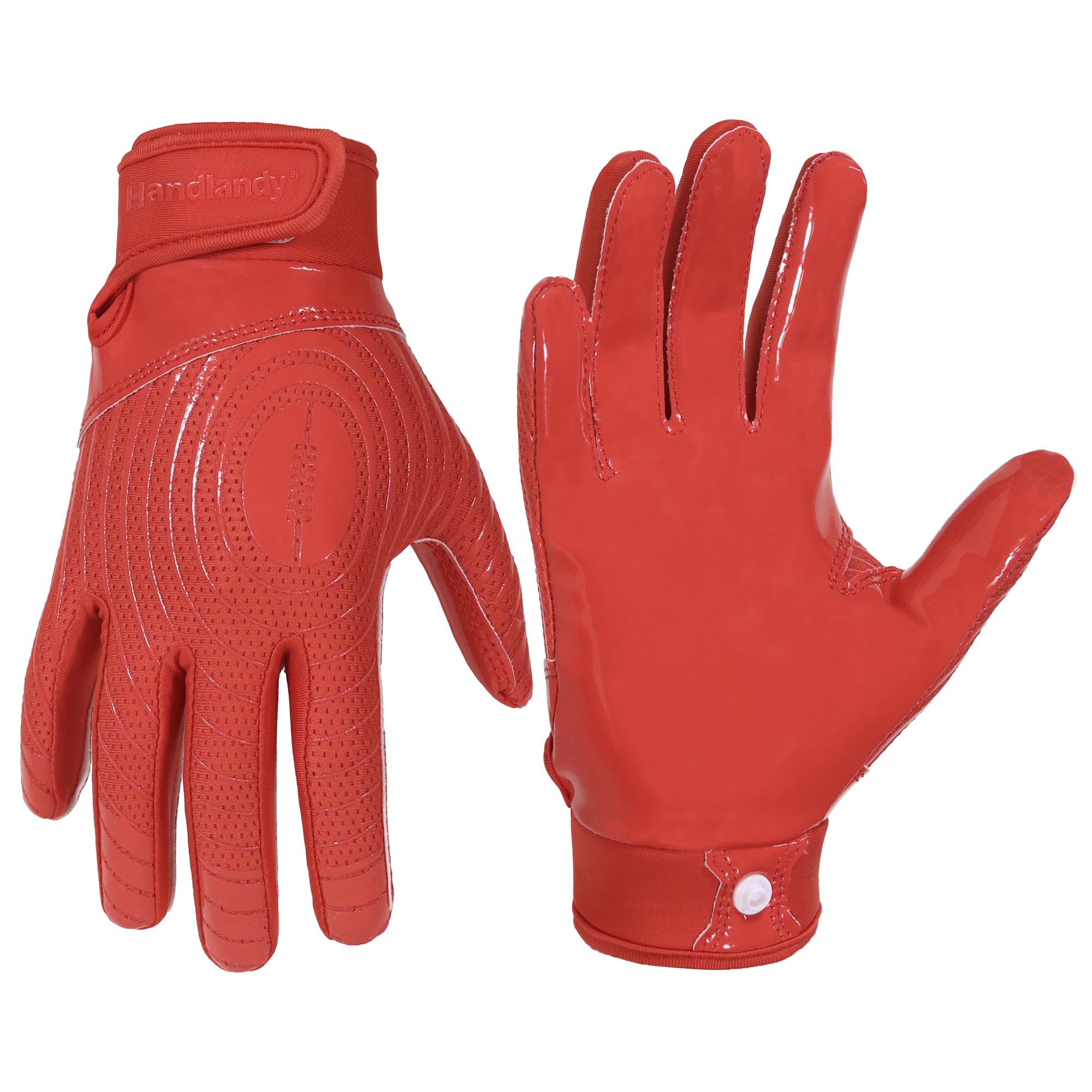 HANDLANDY Youth American Football Gloves, Sticky Wide Receiver Gloves for Kids Boys Girls, Stretch Fit Football Gloves (Red, XS) — image 1