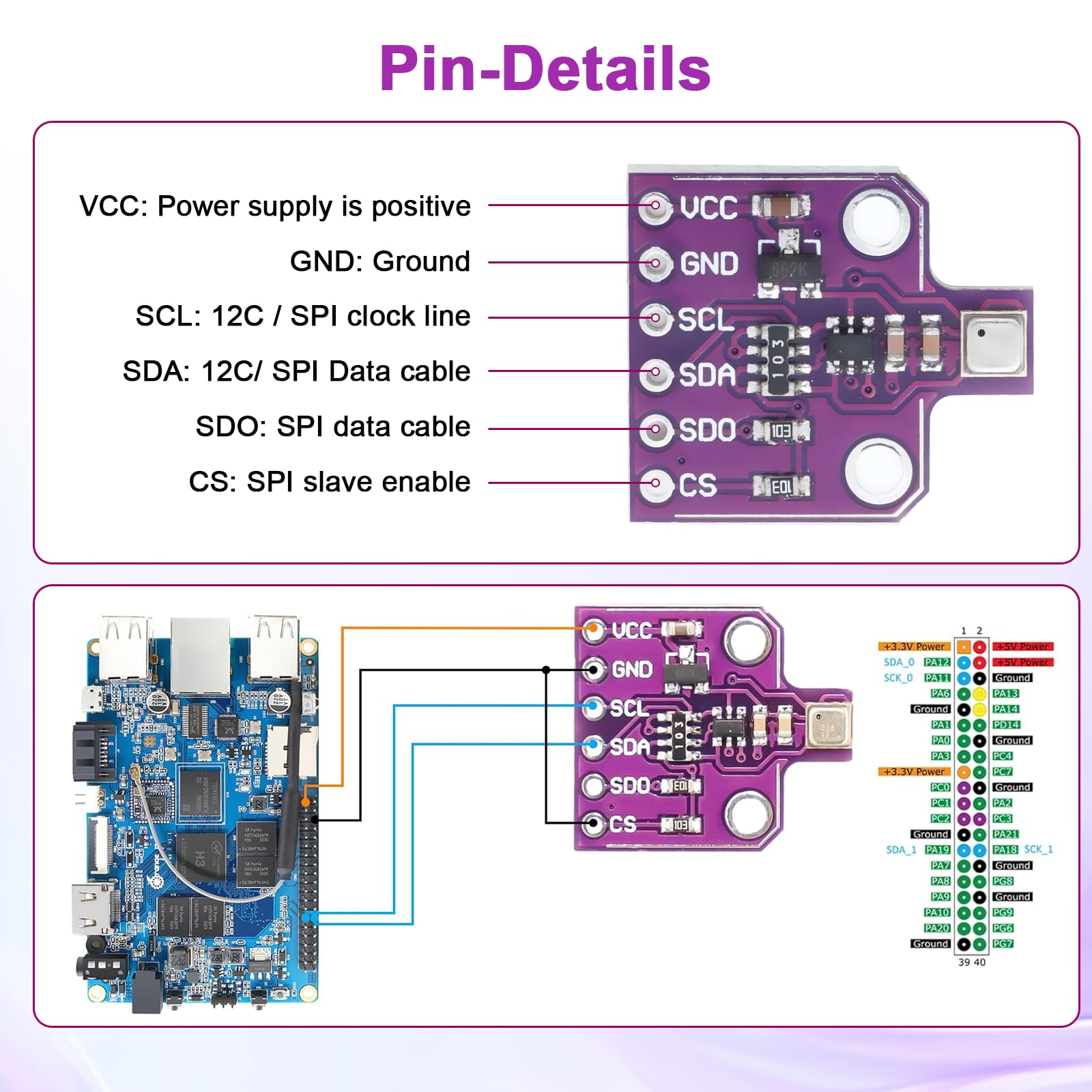 ARCELI BME680 Carte de développement CJMCU-680 Capteur de pression pour capteur de température et d'humidité 1,7 ~ 3,6 V I2C Compatible avec Arduino pour la détection de la qualité de l'air (3 pièces)
