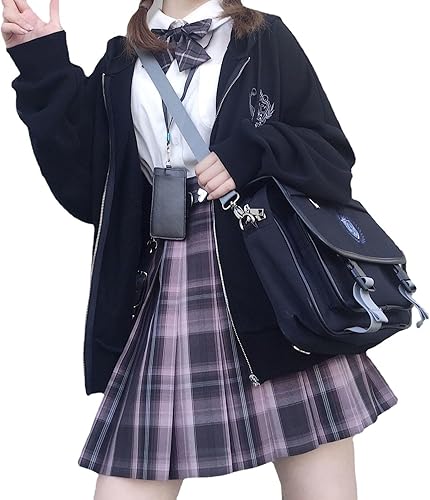 Preppy Y2k Zip Up Hooded Sweatshirts for Women Aesthetic Graphic Oversized Hoodies Kawaii Cutecore Long Sleeve Clothes