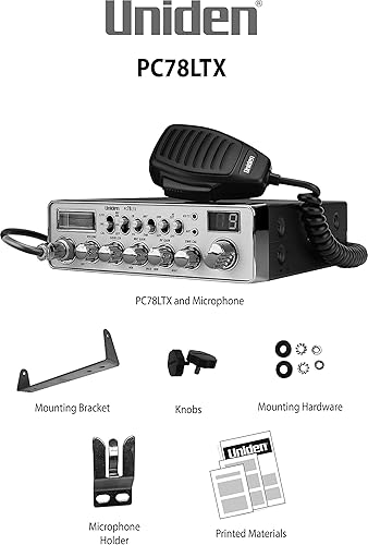 Miniatura 8 de Uniden PC78LTXFM Radio CB profesional de 40 canales con modo dual AMFM, medidor SWR integrado, función PACB, corte alto, control de ganancia de