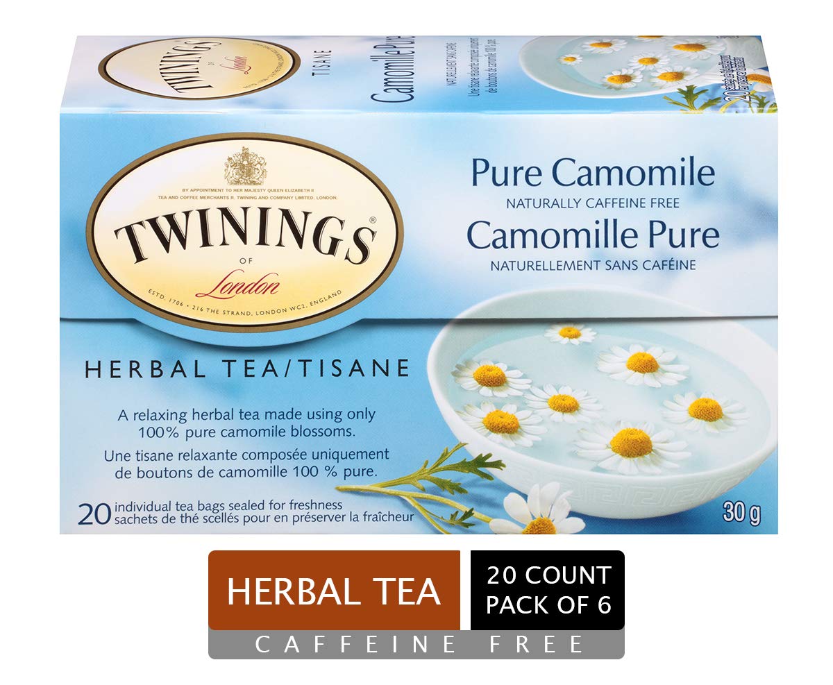 Twinings Herbal Camomile Individually Wrapped Teabags, Naturally Caffeine-Free, Made with 100% Pure Camomile Blossoms, 20 Count (Pack of 6), Enjoy Hot or Iced - 2