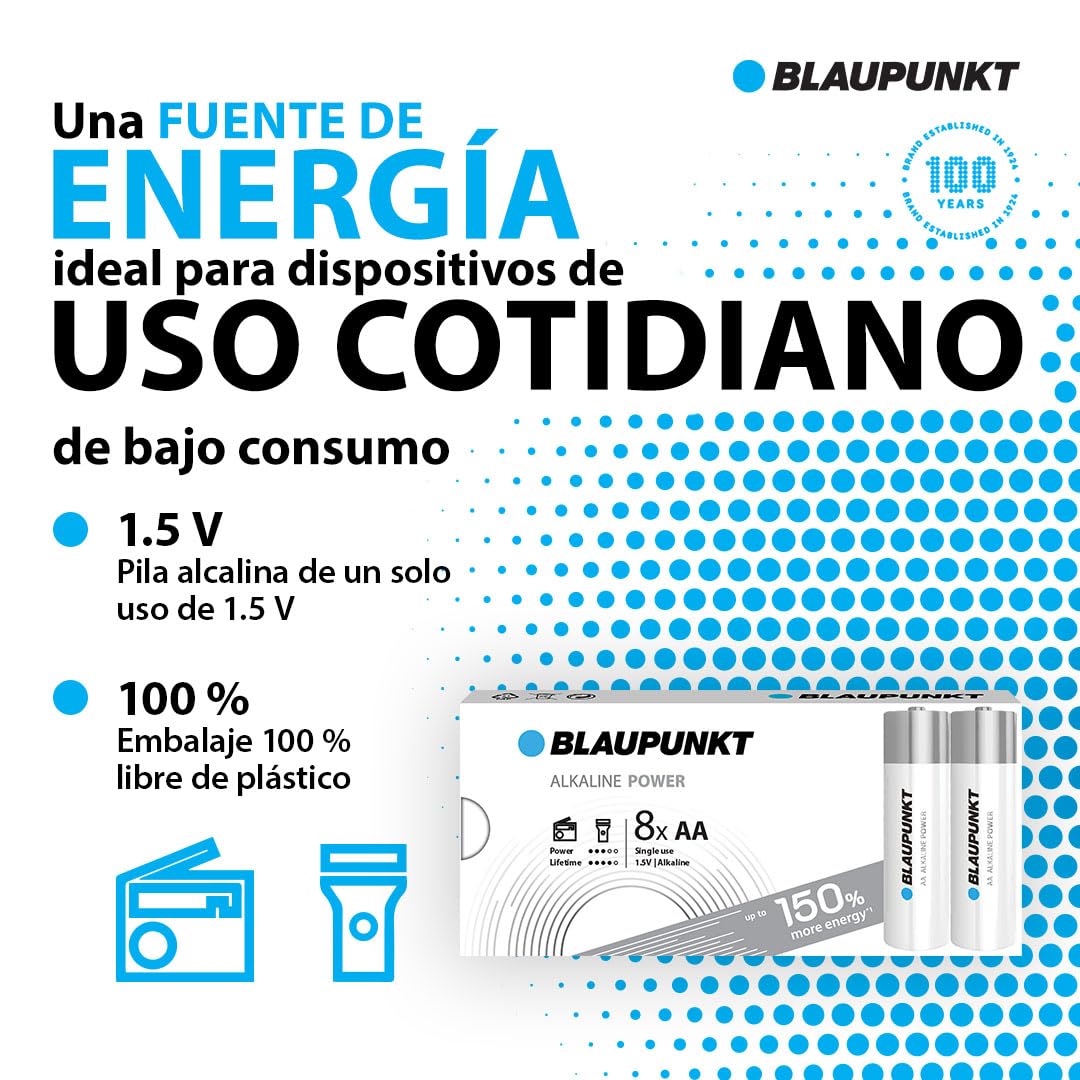 BLAUPUNKT AAA Pilas alcalinas, Paquete de 8, lo Mejor para Relojes de Pared, mandos a Distancia de TV, LR03BPO/8CB — view 2