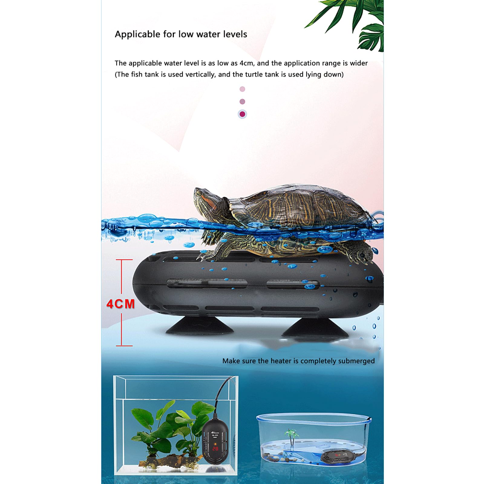 Riscaldatore a Basso Livello dell'Acqua Riscaldatore Automatico per Acquario a Temperatura costante, 75 W (25 W)