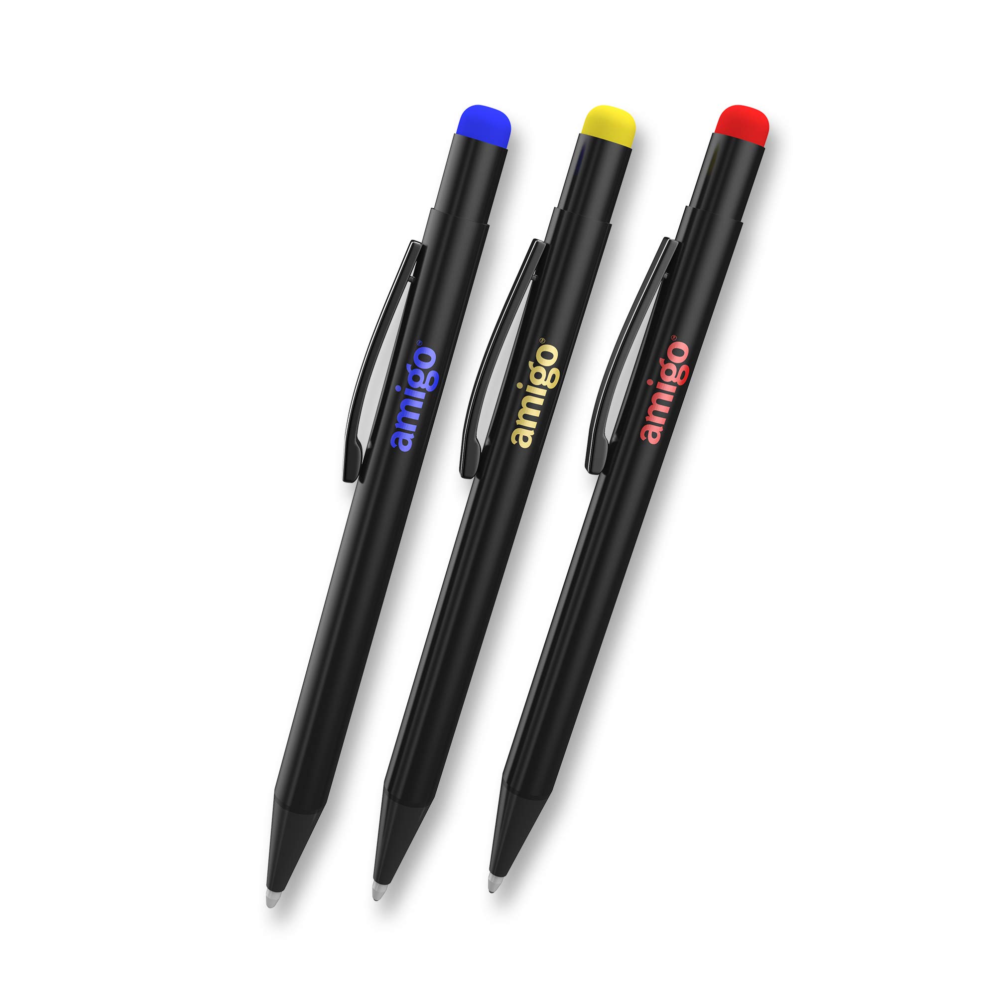 Amigo Touch Screen Stylus Pen with Rubber Tip & Ballpoint Refile for Smartphones, Tablets & Other Touch Screen Devices (Pack of 3 - Black)-image-6