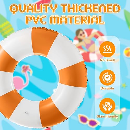 Miniatura 3 de 47.24 Inch Jumbo Inflatable Pool Floats Blue and White Striped Pool Rings Swimming Inflatable Tube for Adult Women Summer Beach Bachelorette Wedding