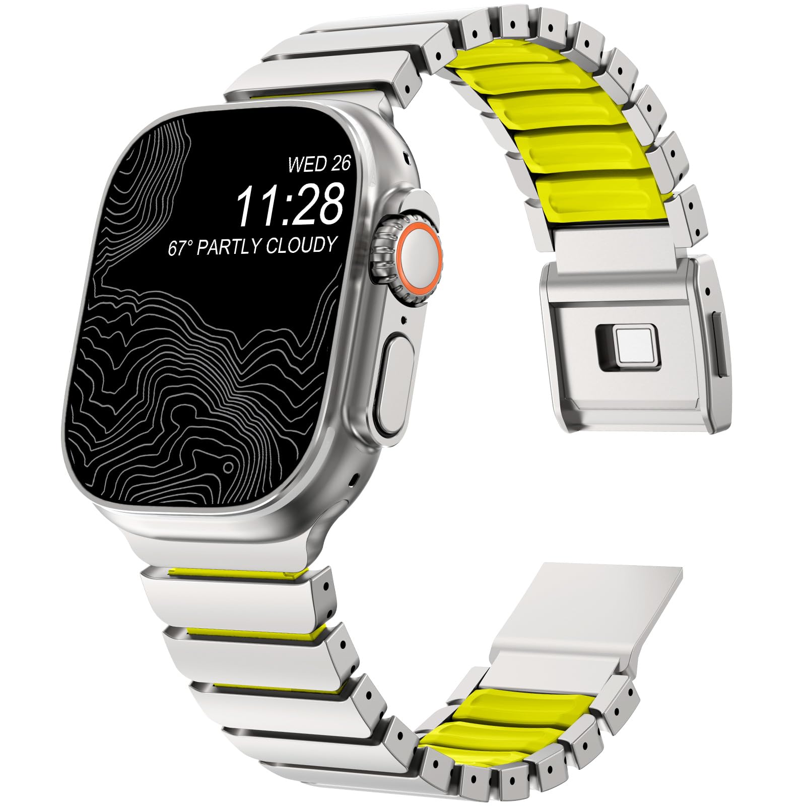 FULLIFE Bracelet magnétique en titane et silicone pour Apple Watch Ultra