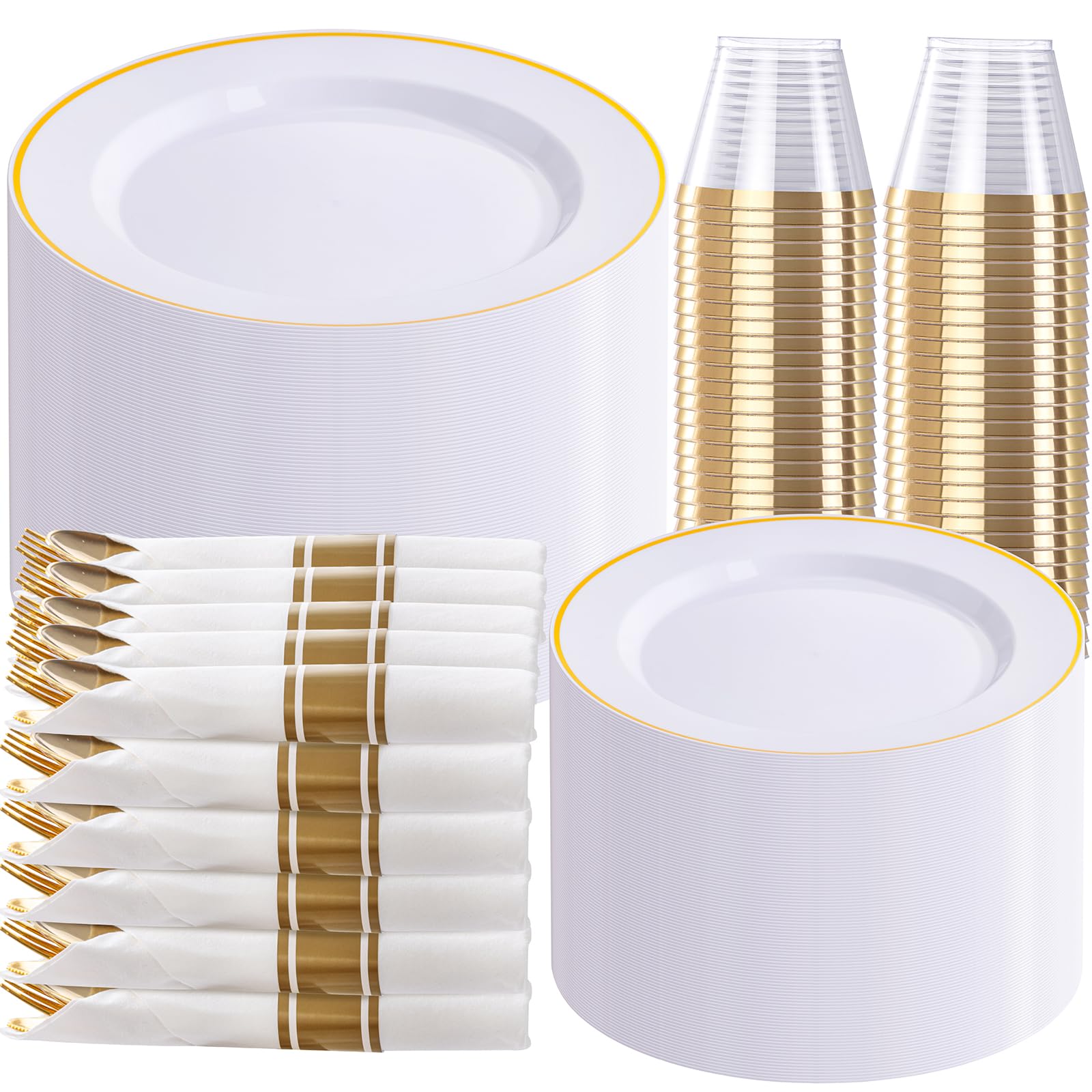 Gold & Clear Dinnerware Set - 350 Pcs for 50 Guests -8