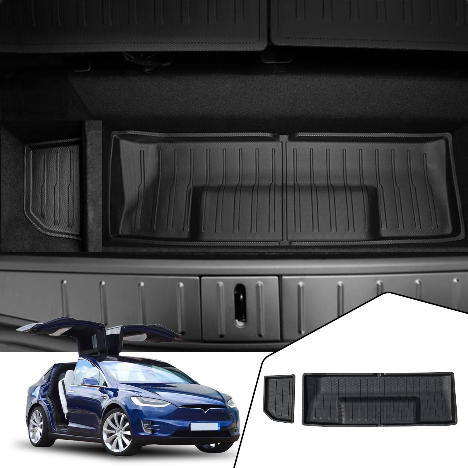 Trunk Lower Mat for 2022-2024 Tesla Model X 6/7-seater, Cargo Storage Organizer All-Weather Protection for Tesla Model X Accessories 2023, Interior Protector