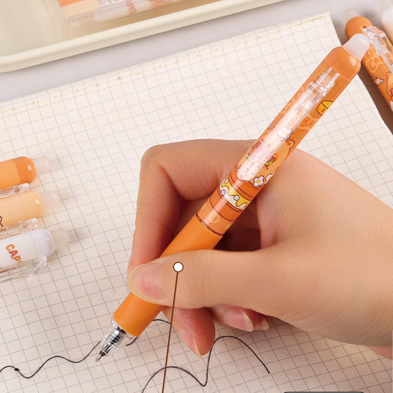 4 Pcs Erasable Gel Pens Cute Retractable Pens Cartoon Capybara Erasable Pen 0 5mm Black Ink Writing Pen — view 7