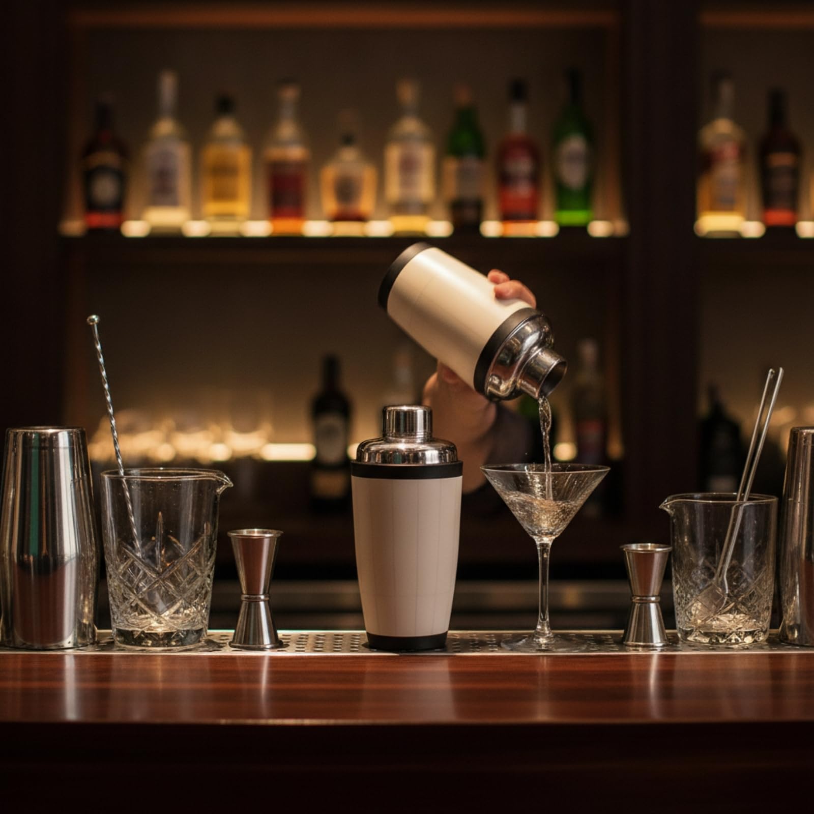 Baoblaze Coctelera de Vaso Mezclador Clásica con Acabado Elegante y Anillo de Base en Tapa Firme Que Evita Derrames al Mezclar Bebidas Adecuada para Invitados Apartamento
