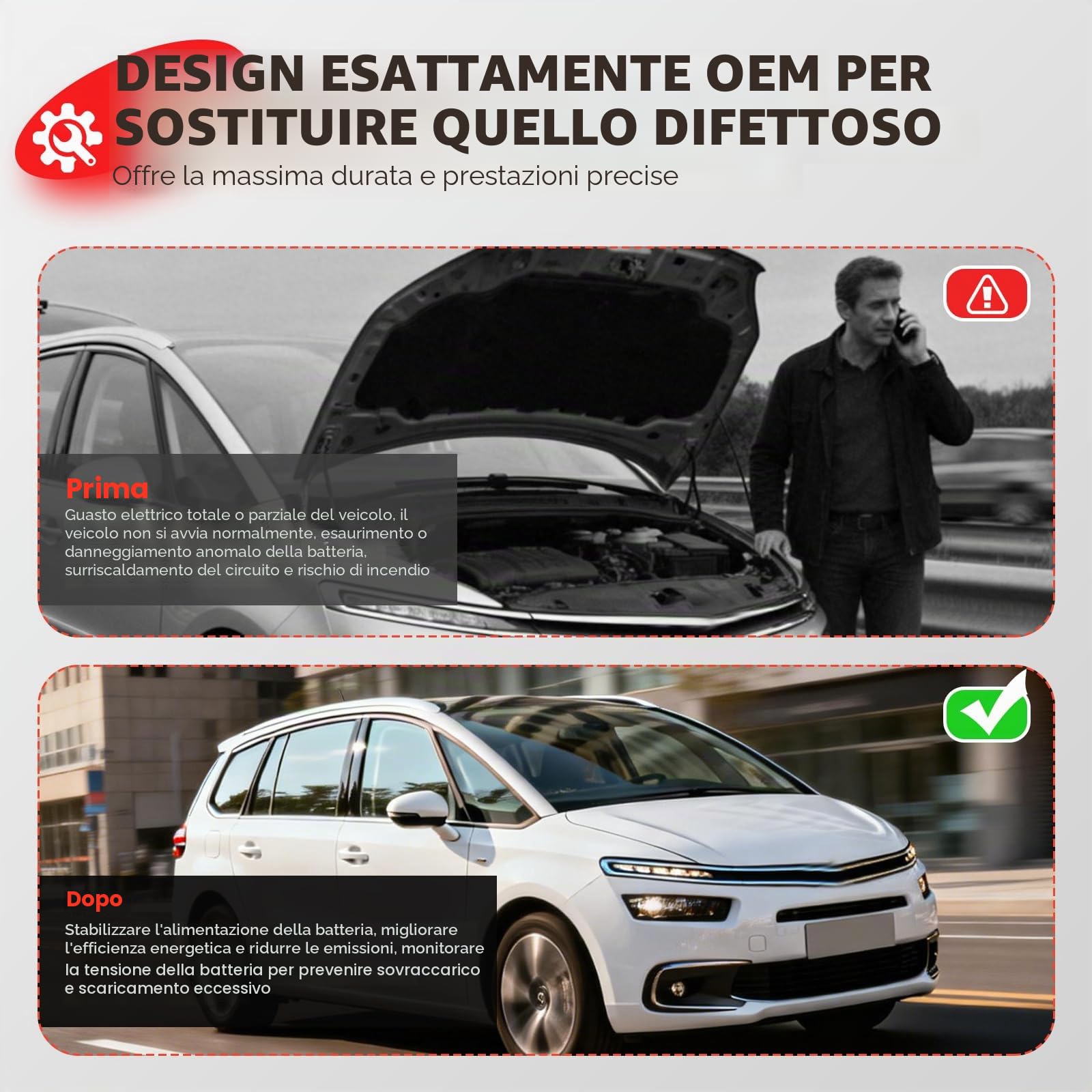 Scatola dei Fusibili per Peugeot 308SW 308CC 3008 RCZ 5008 C4 Picasso 1.6,2.0 HDi 28236841 Modulo fusibile di Gestione Batteria Protezione da Cortocircuito 28257533