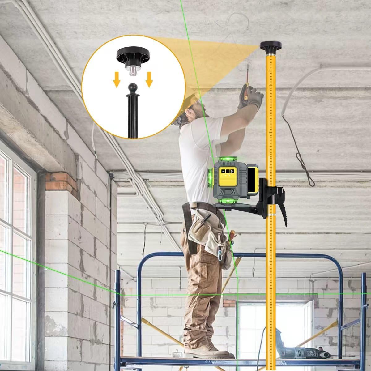 12 Ft Professional Lasers Level Pole Laser Level 360 Self Leveling