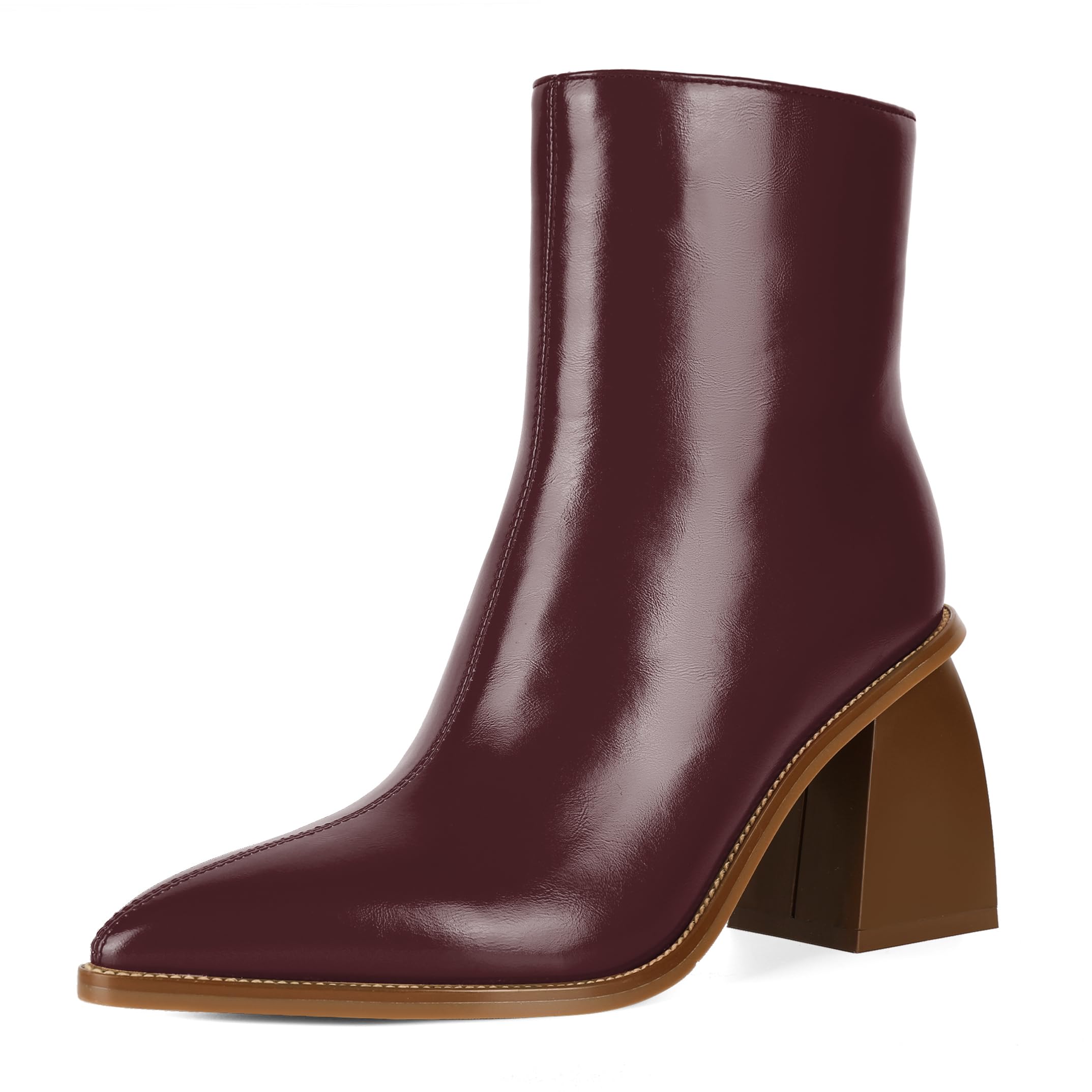 Esvowido Mid Calf Boots for Women 3 5 Inch Pointed Toe Chunky Block Heel Short Ankle Boots with
