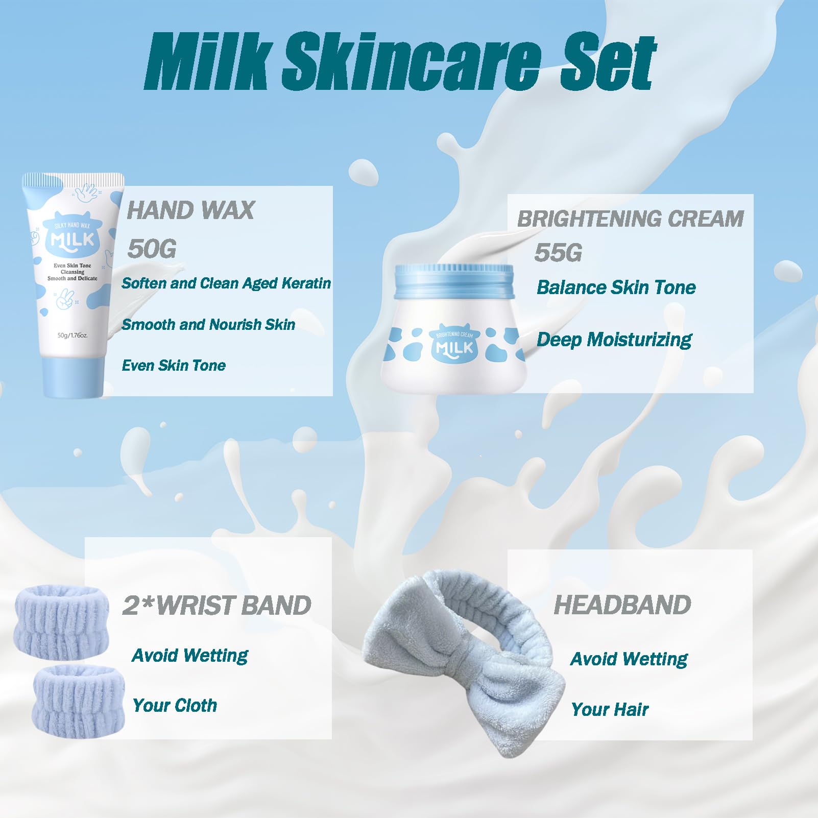 Milk Skin Care Sets&Kits, Milk Skincare Set for Skin Care Products Beauty Gift Sets for Women Cleanser,Eye Cream,Scrub - Image 4