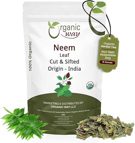 Vista 11 de Organic Way Hoja de neem cortada y tamizada Té de hierbas Hoja de neem premium Certificado USDA Sin OMG y sin gluten Origen - India