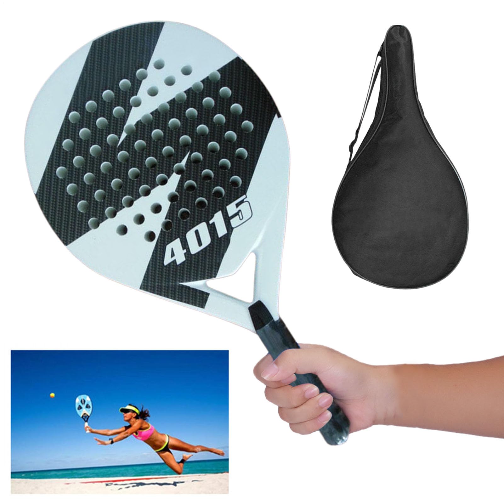 Racchette da tennis sulle spiagge | Racchetta morbida leggera in EVA | Racchette da paddle tennis portatili in fibra di carbonio con nucleo in memory foam EVA per donne e uomini