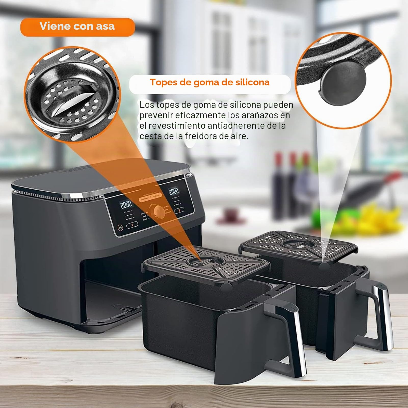 Bandeja de fritería de aire GWBSXM para Ninja Foodi AF300UK 6 en 1 friterías de aire DualZone de 7.6L, accesorios de fritería de aire de grado alimentario antiadherente, piezas de repuesto