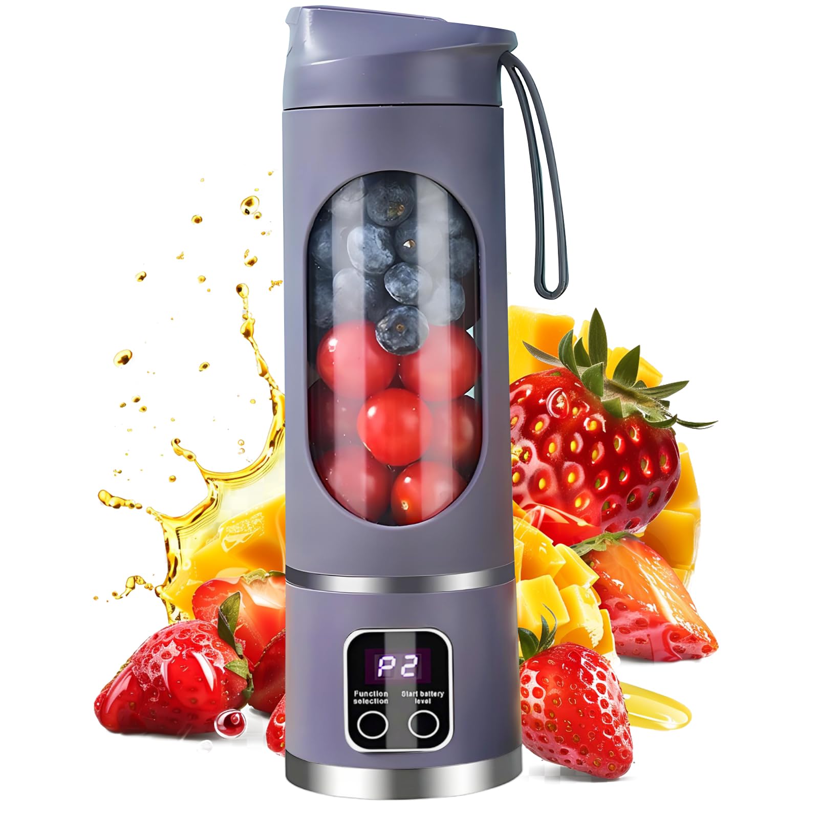 Livoravoli Portable Blender Smoothie Maker, 450ml Electric Mini Fresh Juice Maker, Powerful Mini Blender with USB for Fruits, Shakes, Smoothie, Perfect for Home, Office, School, Outdoors (Purple)