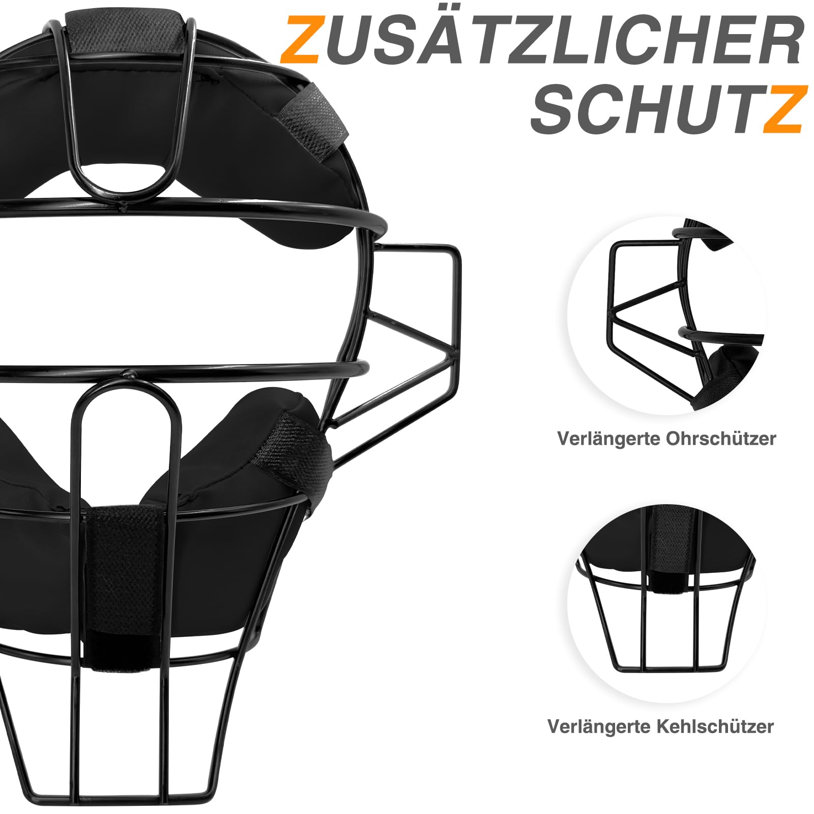 LeapBeast Softball-Gesichtsschutz, Baseball-Kopfschutzmaske, Verstellbare Softball Catchers Gear, Strapazierfähiger und Sicherer Fielder-Kopfschutz - Weitem Sichtfeld（Schwarz）