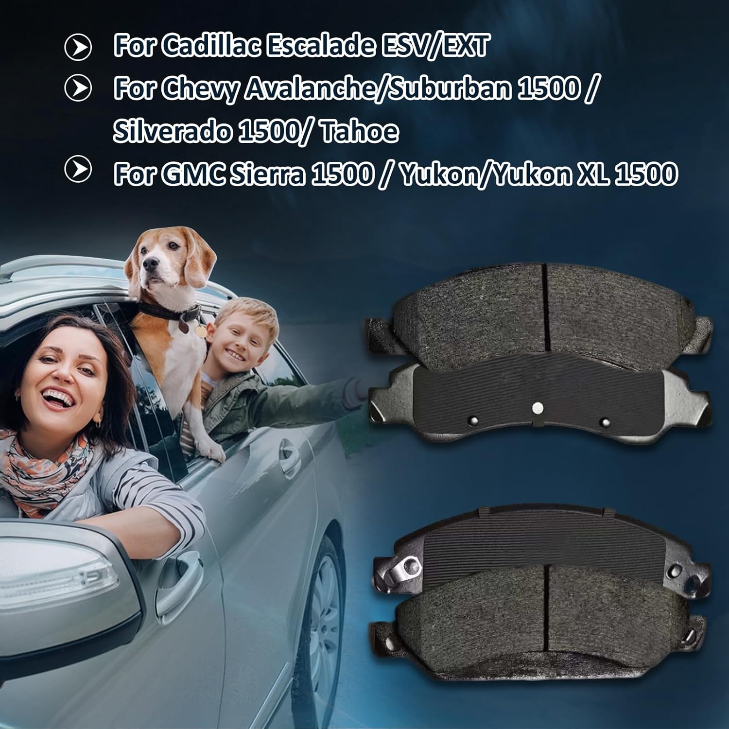 D1092 D1194 Ceramic Brake Pads Fit For Cadillac Escalade ESV/EXT,For Chevy Avalanche/Suburban 1500 /Silverado 1500/ Tahoe,For GMC Sierra 1500 / Yukon/Yukon XL 1500