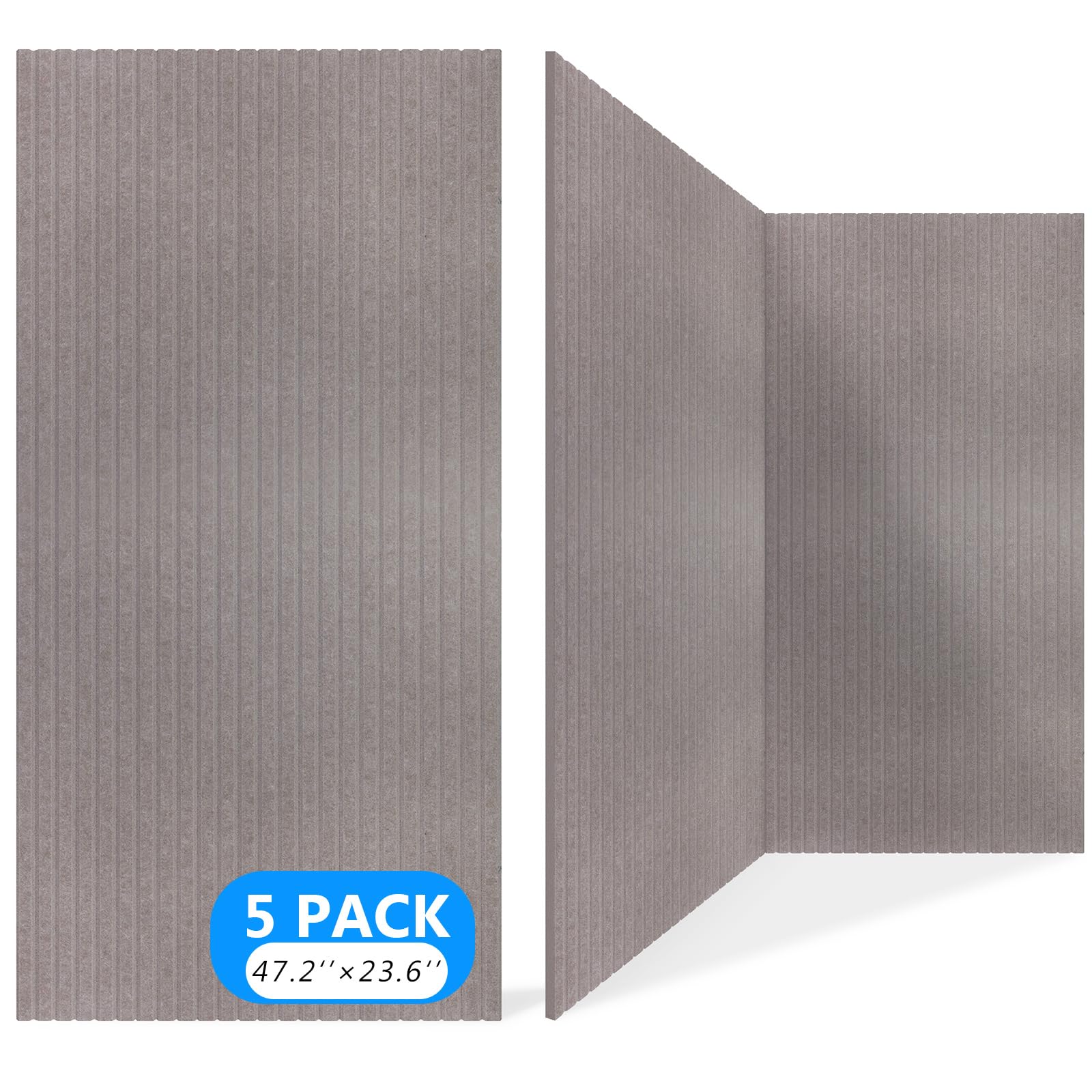 5 Pack Acoustic Panels,47.2x23.6x0.4 inch Acoustical Wall Panels,Large Soundproof Panels,Self-Adhesive Sound proof panels for walls,Acoustic Treatment for Recording Studio&Office Vertical,Brown
