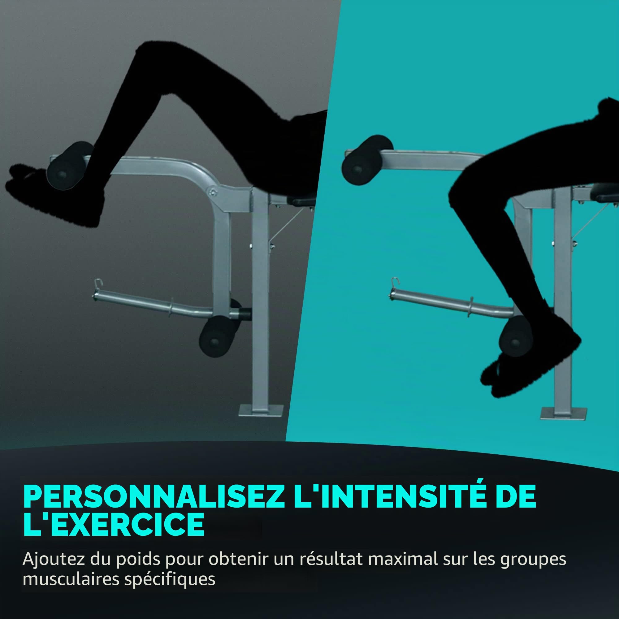 HOMCOM Banc de musculation Fitness banc d'haltérophilie entrainement complet dossier réglable curler