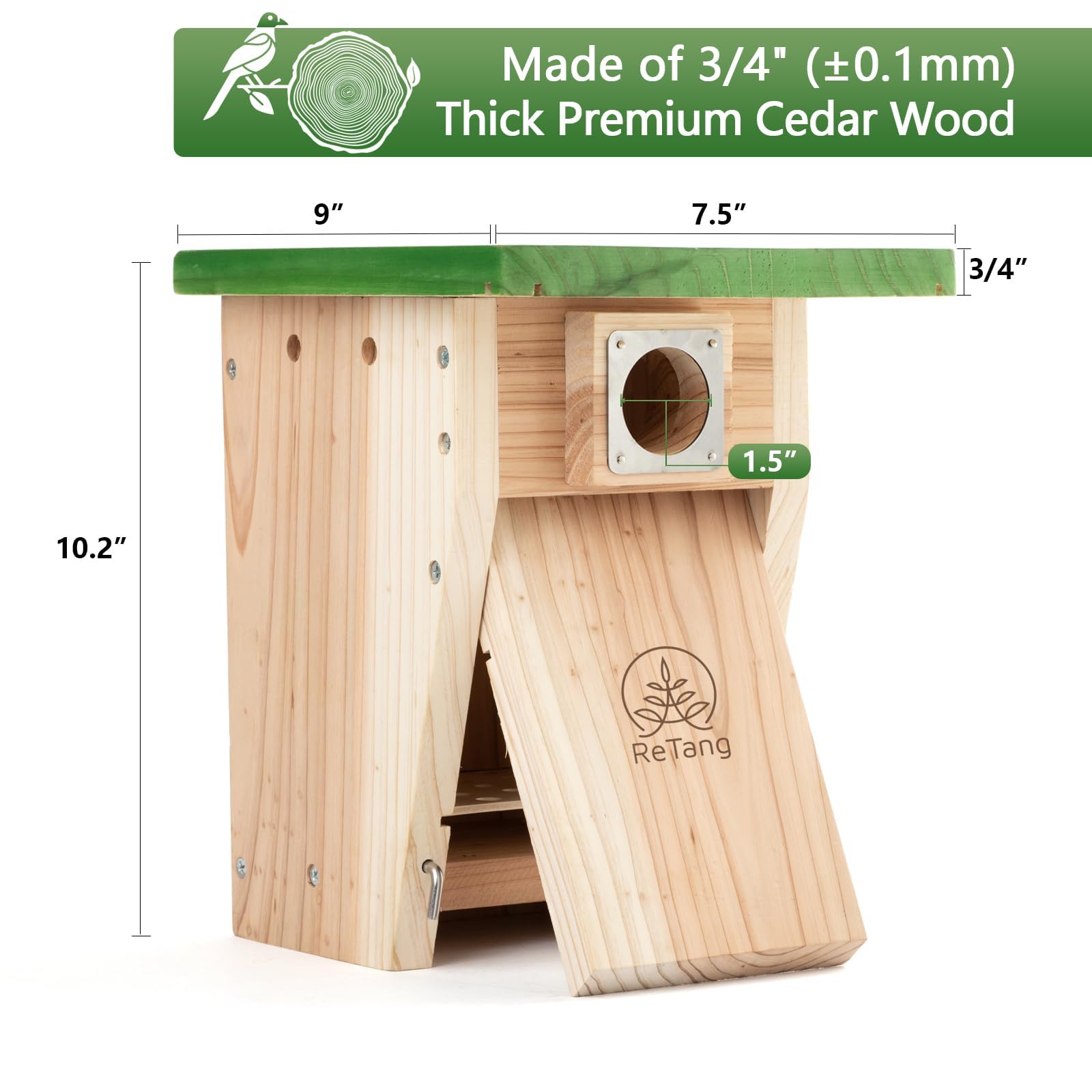 Casas para pájaros de cedro de 3/4 pulgadas de grosor con protector de depredador de metal, caja anidable para pájaros para una fácil limpieza, casas de madera para pájaro azul para exteriores, 6