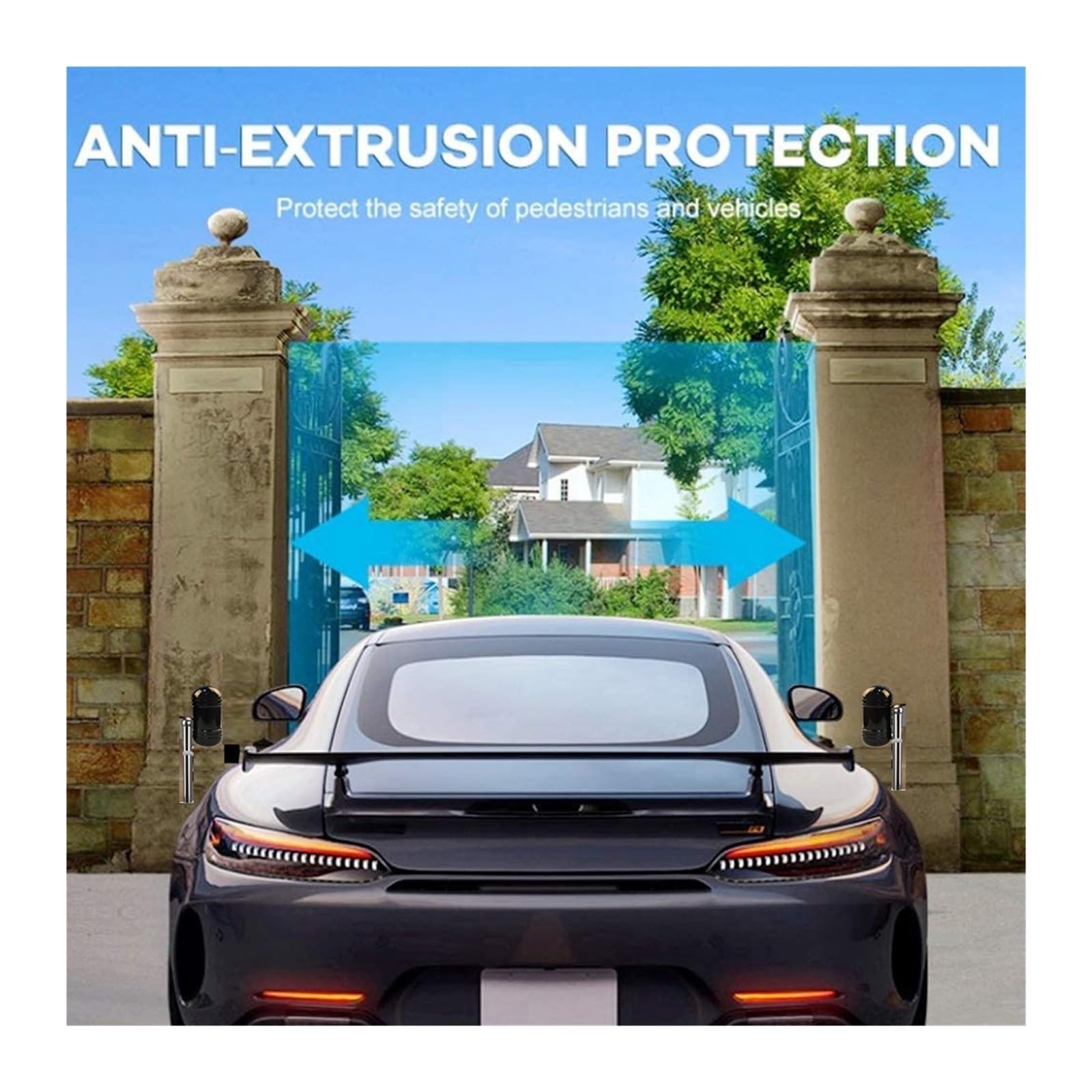 Kit Cancello Automatico, Batteria solare Doppio braccio Operatore elettrico for porte Battente Apri cancello Telecamera IP Telecomando Fattoria esterna Manor