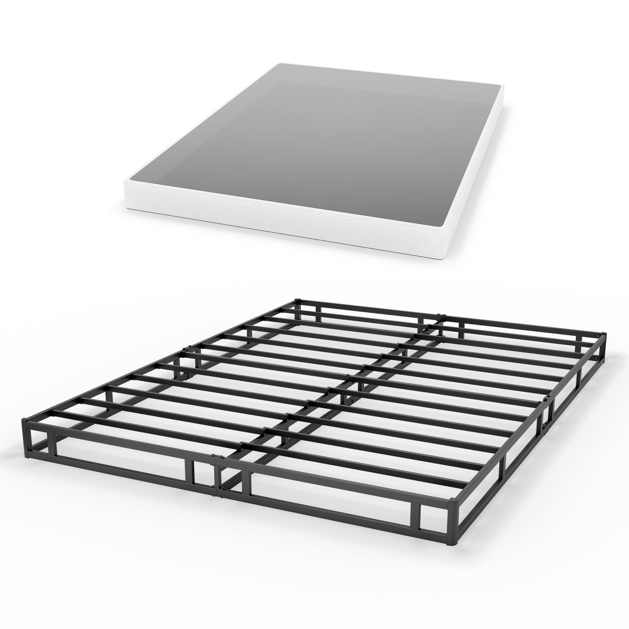 5 Inch Box Spring for Queen Bed Quick Assembly Queen Size Metal Mattress Foundation with Fabric Cover Strong