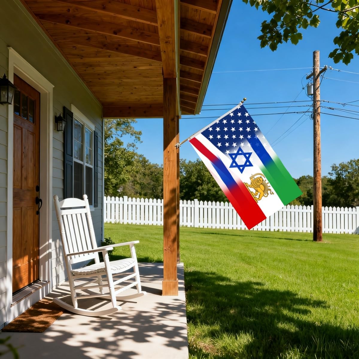 Old Iran Israel American Flag 3X5FT, Double sided 3Ply, Iranian America National Friendship Flags, Vivid Color and Fade Proof,Canvas Header and Double Stitched with Brass Grommets, Indoor, Outdoor, Gifts. (X-FRD, 3x5ft3ply)