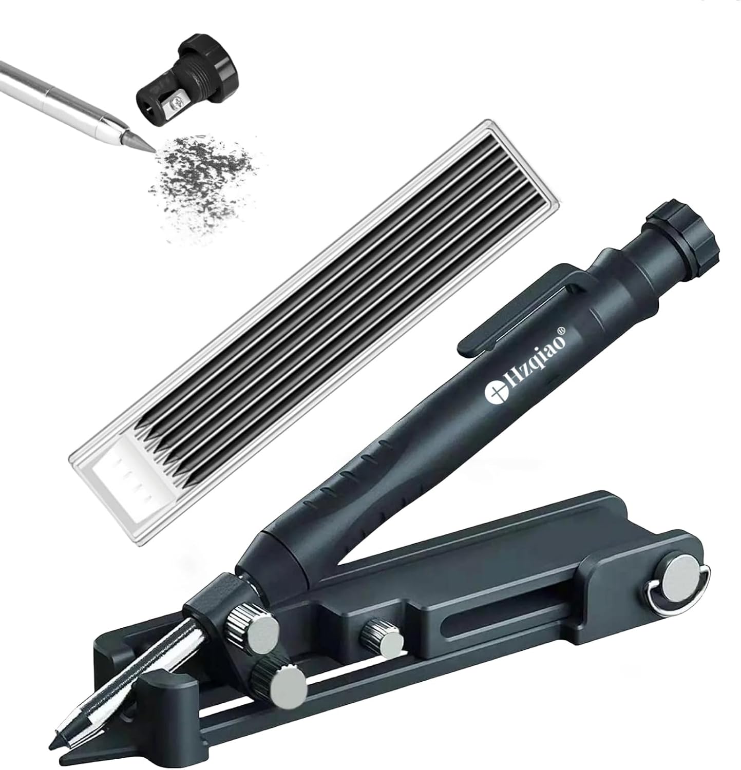 3 Wood Scribe Tool Woodworking Multi-function Scribing Tool Contour Duplicator with Deep Hole Pencils for Construction Scriber - Incl. 21 Leads + Sharpener