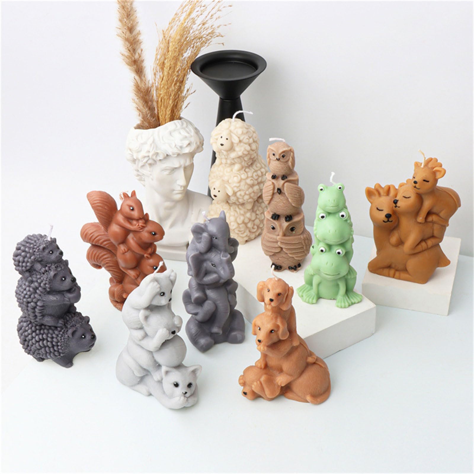 Moule à gâteau en forme d ' animal, chocolat, 3D empilé, Golden, éléphant, chaton, artisanat amusant, en résine de Silicone, moule à bougie en forme d ' animal mignon, bougie familiale, de en