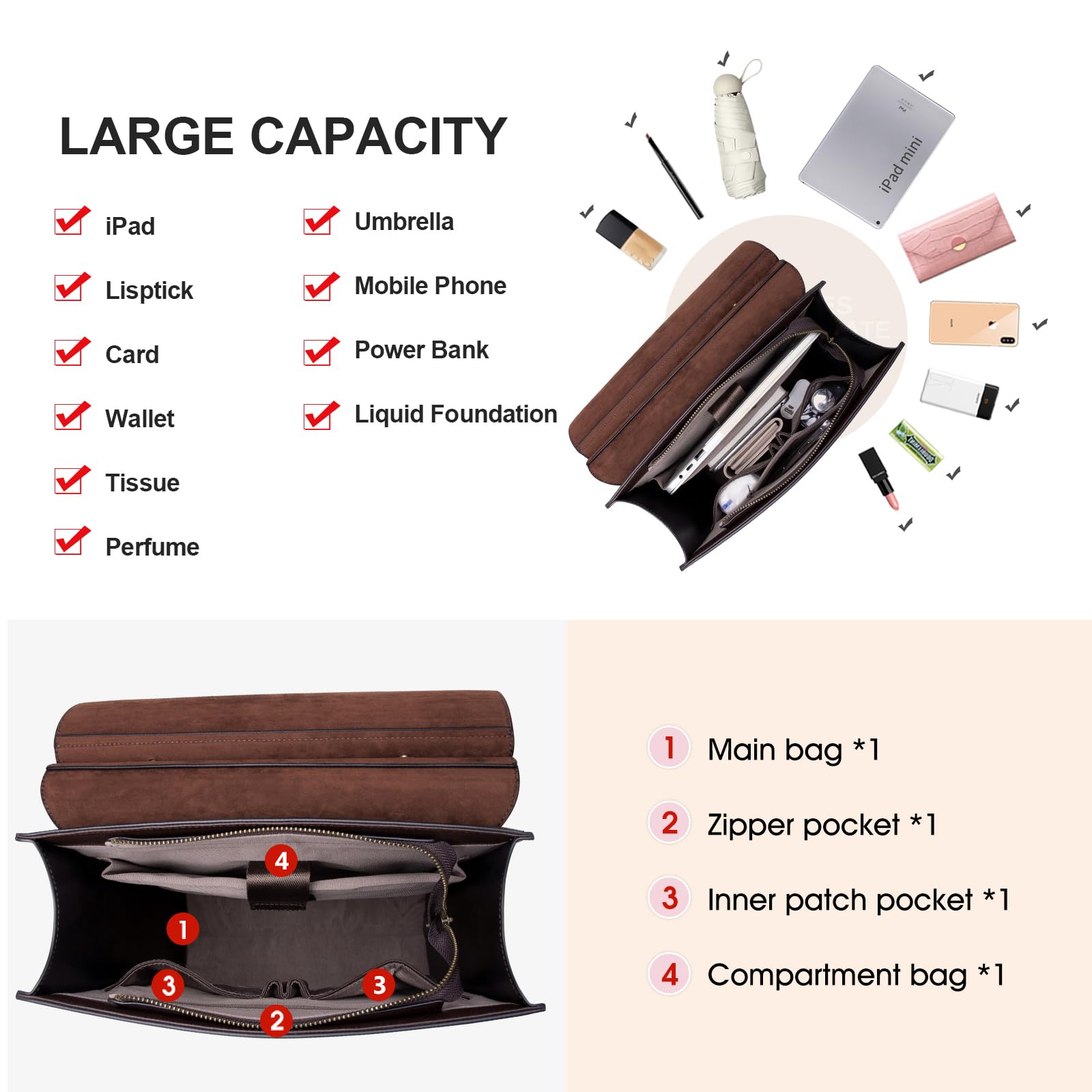 Cnolés Business Rucksack Damen Leder Eleganter Daypack Wasserdicht Damen-Rucksackhandtaschen Rücksacken für Damen Diebstahlsicherer Lederrucksack Damen Laptop Cityrucksack